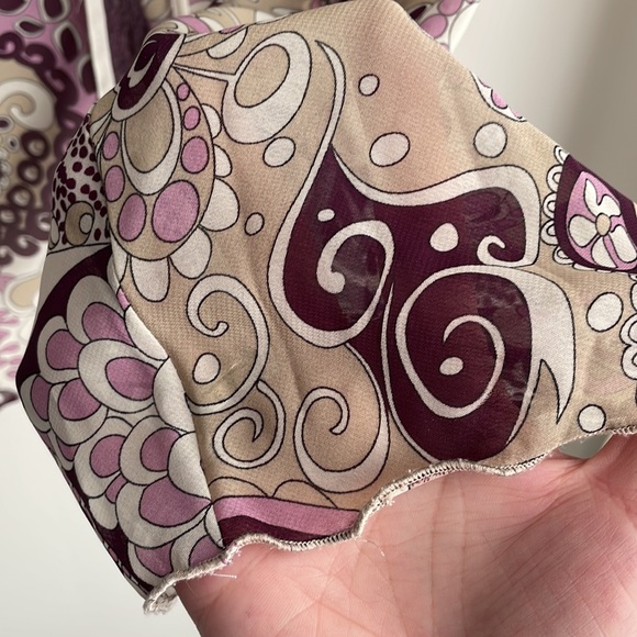 Apt.9 Career V-Neck Fully Lined Top Lace trim flared sleeves- tan & purple- L - Picture 5 of 15